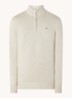 Fijngebreide trui met halve rits en logo - Beige