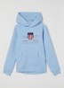 Hoodie met logoborduring  - Lichtblauw