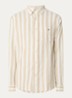 Reg overhemd met streepprint en logo - Beige
