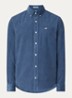 Regular fit overhemd van corduroy met logoborduring - Staalblauw