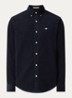 Regular fit overhemd van corduroy met logoborduring - Donkerblauw