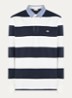 Regular fit polo met streepprint en logo - Donkerblauw