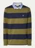 Regular fit polo met streepprint en logo - Mosgroen