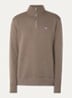 Shield sweater met halve rits en logo - Bruin