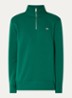 Sweater met halve rits en logoborduring - Donkergroen