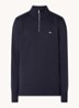 Sweater met halve rits en logoborduring - Blauw