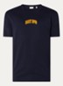 T-shirt met flock logoprint - Donkerblauw
