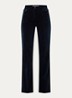 Anna high waist flared fit broek van corduroy met logoprint - Donkerblauw