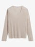 Belen longsleeve in wolblend met V-hals - Beige