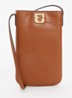 Crossbody telefoonhoes van leer - Cognac