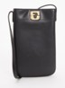 Crossbody telefoonhoes van leer - Zwart