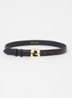 Lauren riem van leer met logo  - Zwart