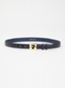 Le Lauren riem van leer met logo - Donkerblauw