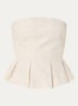 Riava off shoulder top in linnenblend met plooien - Creme