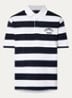 Polo met logo en streepprint - Donkerblauw