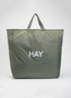 Grid XL shopper met ruitdessin en logo - Donkergroen
