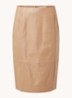 Sepassa midirok van leer met doorgestikte details - Camel