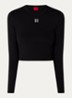 Dafilomena cropped longsleeve met logoborduring - Zwart