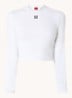Dafilomena cropped longsleeve met logoborduring - Wit
