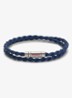 Dubbelgewikkelde armband van gevlochten leer - Donkerblauw