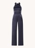 Ketania wide fit jumpsuit van satijn - Donkerblauw