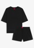 Pyjamaset met mesh detail - Zwart