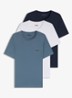Set van drie katoenen T-shirts in meerdere kleuren met logoprint - Blauwgrijs