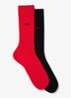 Set van twee paar sokken met normale lengte en logo - Rood
