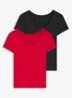 T-shirt met stretch in 2-pack - Open Red-644 / Rood