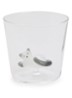 Lying White Cat with Amber Tail waterglas 35 cl - Grijs