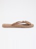 Slippers met glitter en applicatie - Lichtbruin