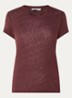 T-shirt van linnen met ronde hals - Kastanjebruin