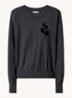 Marisans fijngebreide pullover in wolblend met ingebreid logo - Antraciet