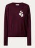 Marisans fijngebreide pullover in wolblend met ingebreid logo - Aubergine