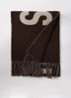 L'Echarpe sjaal van scheerwol met logoprint 180 x 35 cm - Donkerbruin