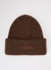Le Bonnet ribgebreide muts in alpaca wolblend met logo - Bruin
