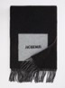 Sjaal van wol met logoprint 190 x 30 cm - Zwart
