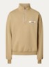 Sweater met logo en halve rits - Donkerbeige