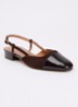 Dhapou slingback van kalfssuède met lakleren details - Donkerbruin