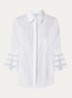 Blouse met kraag en trompetmouwen - Wit