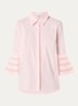 Blouse met kraag en trompetmouwen - Zalmroze