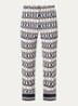 High waist slim fit pantalon met print - Wit