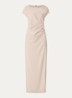 Maxi jurk met plooidetail en strass - Donkerbeige