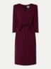 Midi jurk met schoudervulling en strikdetail - Aubergine