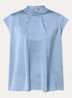 Top met opstaande kraag en glanzende finish - Donkerblauw