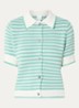 Basha grofgebreid vest met streepprint - Zeegroen
