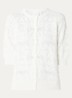 Beau grofgebreid vest met opengebreid dessin - Wit