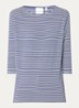 Brit T-shirt met boothals en streepprint - Donkerblauw