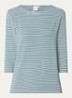 Brit T-shirt met boothals en streepprint - Donkergroen