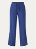 High waist wide fit broek van linnen met steekzakken - Kobaltblauw